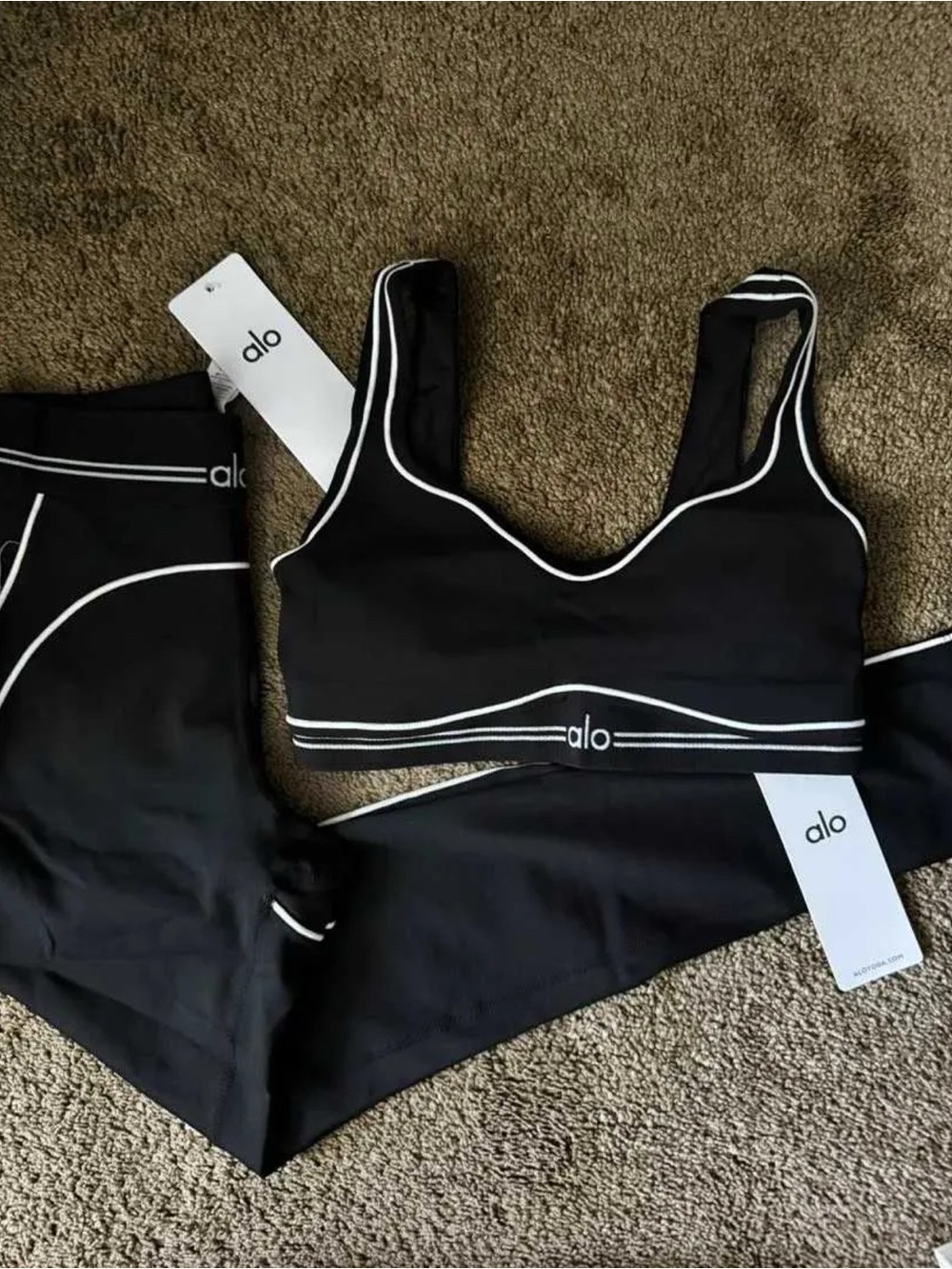 ALO Yoga Black Set with White Piping
